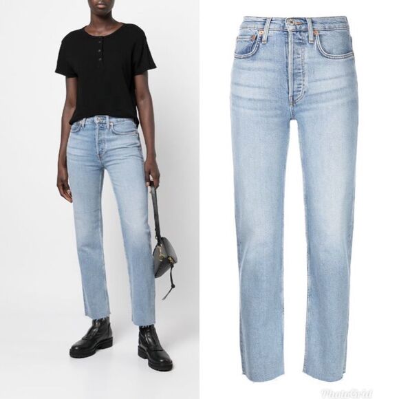 Revolve RE/DONE Stove Pipe high-rise straight jeans - Picture 1 of 9